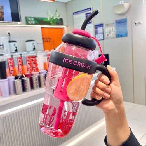 2025新款大容量冰霸水杯高颜值夏季塑料吸管杯幸运肚肚杯