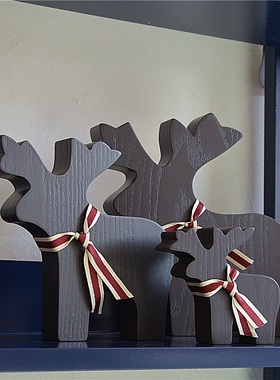 实木梅花鹿摆件家居装饰品动物客厅玄关酒柜电视柜儿童房桌面摆放