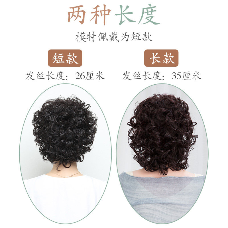 假发女短发夏全头套真发自然轻薄蓬松发套时尚适合妈妈发套造型