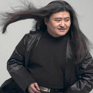摇滚假发黑色中分逼真长直模仿刘欢假发道具成人节日舞台表演假发