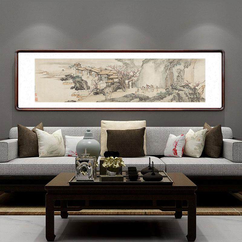 黄慎桃花源图国画中式客厅装饰画书房餐厅挂画办公室横幅牌匾壁画