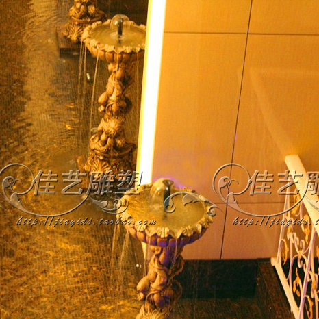 欧式人物玻璃钢花盆摆件客厅户外庭院花园落地摆设小天使流水喷泉