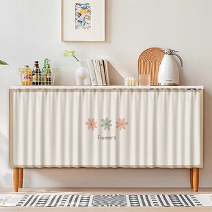 柜子遮挡帘免打孔遮丑拉帘柜子帘子防尘门帘厨房鞋架滑轨式布帘