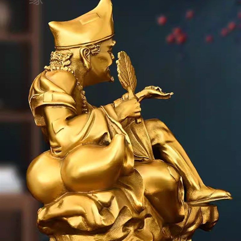 纯铜活佛济公佛像摆件道济李修缘师傅摆件铜器桌面工艺装饰品人物