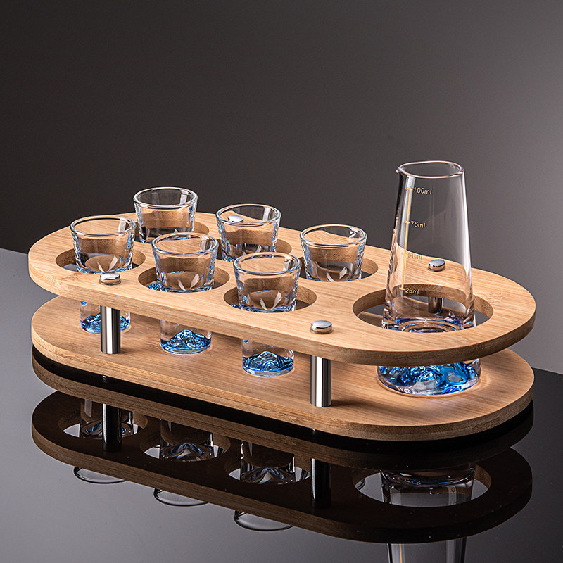 蓝山白酒杯高级感套装小一口杯家用分酒器酒具玻璃品酒杯子中国风