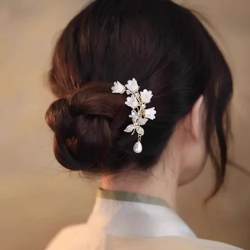 超仙铃兰花U型发簪高级感古风