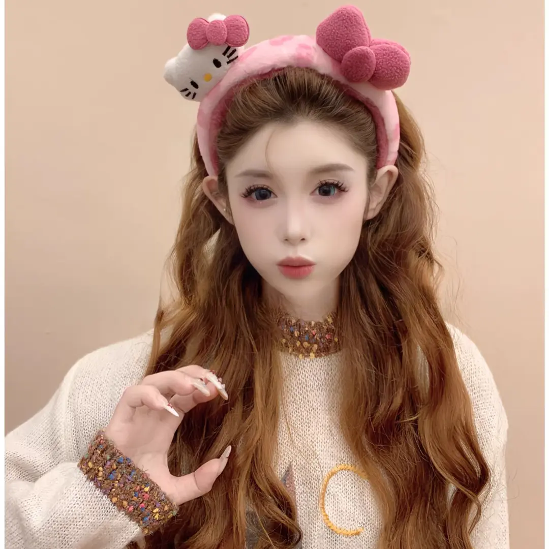 Kitty甜美可爱毛绒发箍女蝴蝶结