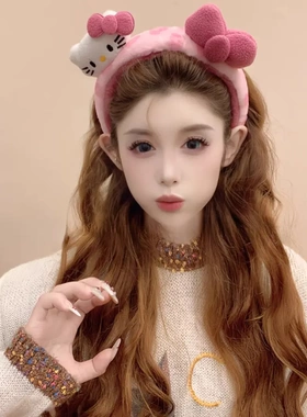 Kitty甜美可爱毛绒发箍女蝴蝶结