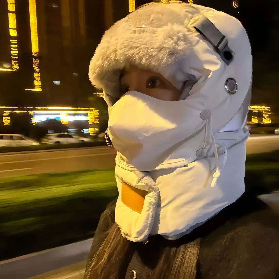 冬季骑行帽子女保暖防风帽子套头