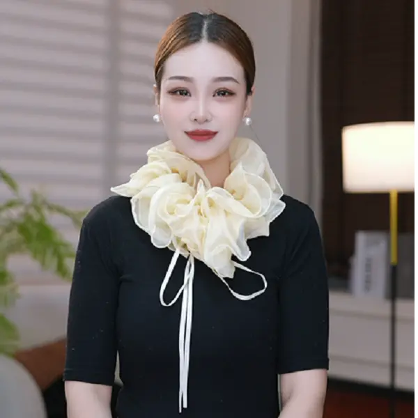 新款网红同款假领子网纱蝴蝶结