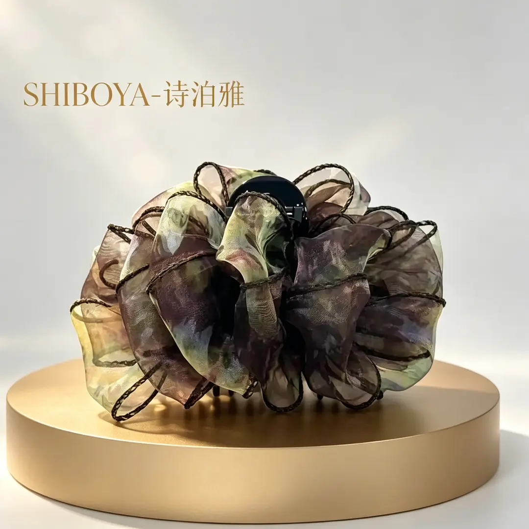 诗泊雅高定法式油画印花雪纺抓夹