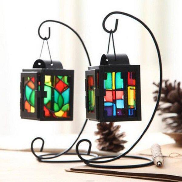 Metal Stand Candlestick Colorful Hanging Candle Holder