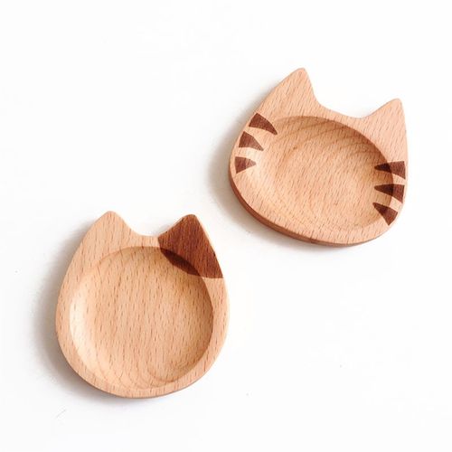 Wood Dish Serving Cat Plates Plate Japanese Dessert Animal T