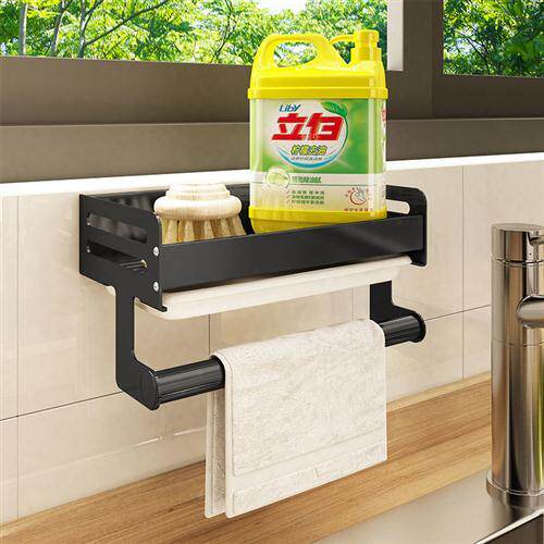 厨房免打孔水槽抹布置物架壁挂式水池海绵沥水挂架用具收纳架