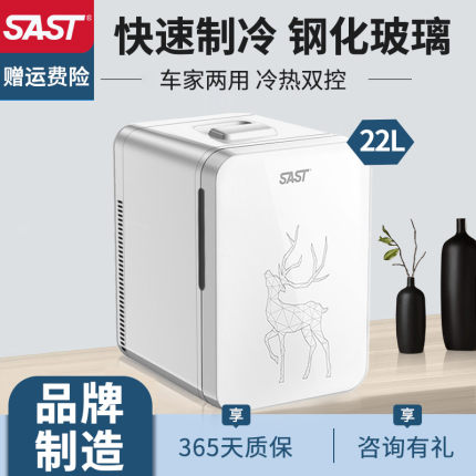 SAST车载家用迷你小冰箱12v车家两用小型冷藏化妆品母乳宿舍单人