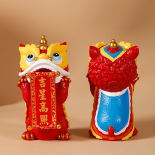 中国风舞狮摆件高端大气客厅电视柜装饰品开业乔迁结婚礼物送新人