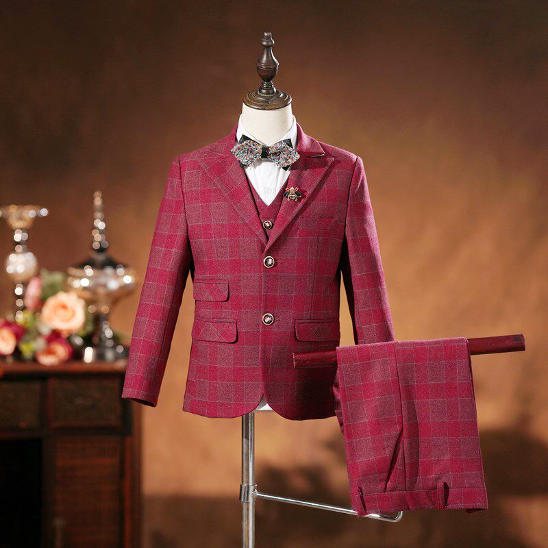男童西服套装春款厚花童男孩生日礼服儿童主持人走秀钢琴演出西装