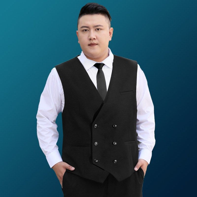 胖子胖人加肥加大码新郎结婚礼西装马甲伴郎主持双排扣西服马甲