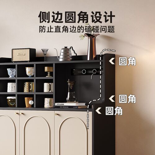 法式复古餐边柜置物柜靠墙一体储物柜小户型茶水柜客厅收纳柜定制
