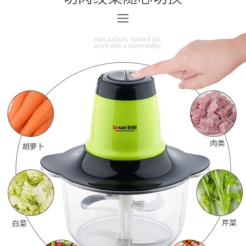 伯旺家用多功能打肉机电动绞肉机搅拌料理机切菜辣椒酱小型碎肉机