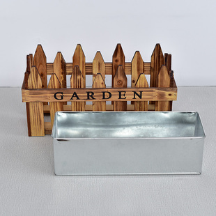 木栅栏花盆家居创意阳台装饰多肉小绿植长方形防腐木木质围栏花盆