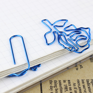蓝色玫瑰回形针耳环卡通曲别针造形回行针老式别针不锈钢办公夹子