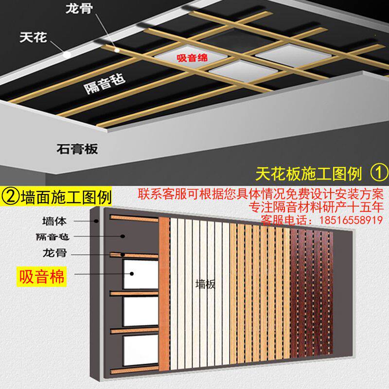 隔音棉墙体吸音棉室内隔断填充KTV宾馆酒吧琴房聚酯纤维吸音棉