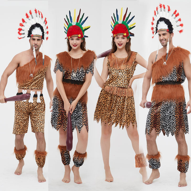 野人服装成人原始猎人印第安人后羿服装男女非洲鼓演出服奇装异服