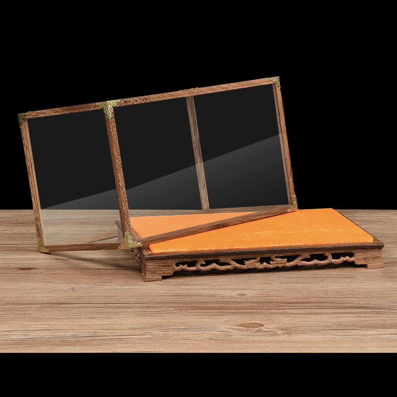 横式古董佛像宝笼玻璃罩实木工艺品摆件罩定制观音奇石防尘展示罩