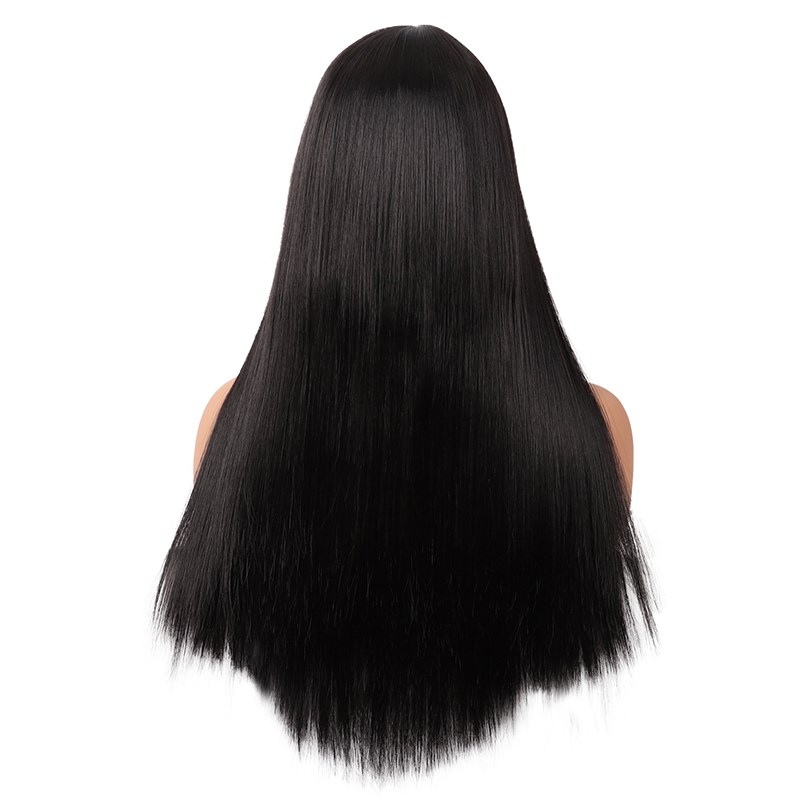 潼漫 cos假发女长发纯黑齐刘海自然黑色lolita高温丝长直发全头套