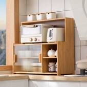 桌面收纳柜厨房置物架餐桌餐边柜台面置物架桌上架子玻璃门收纳柜