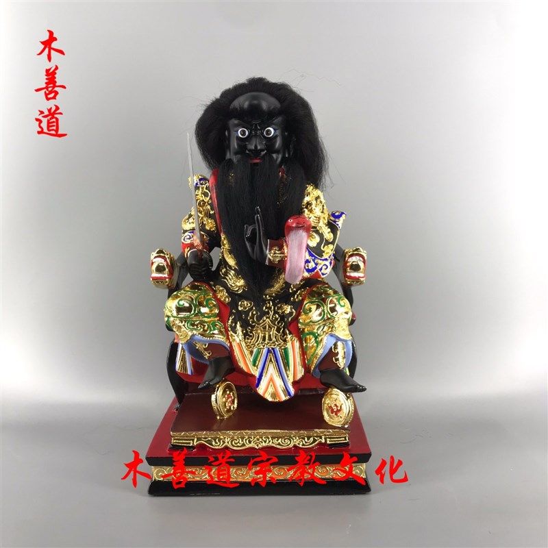 木雕神像闾山护发张公圣君法主公樟木漆线雕精品手工制作40cm