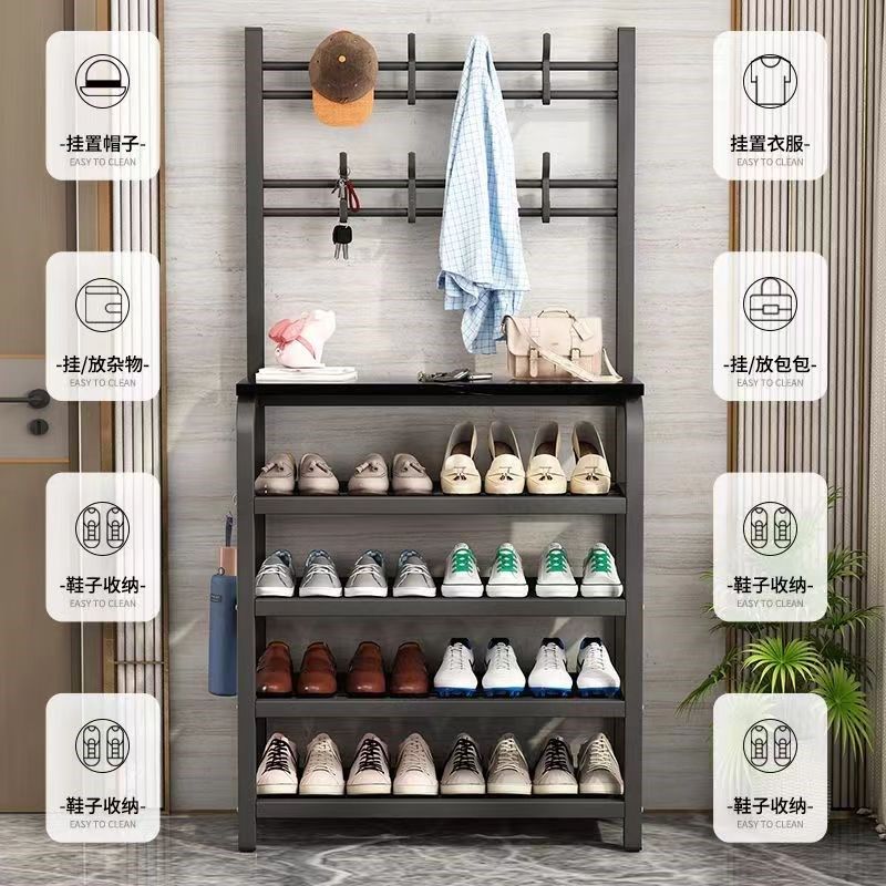 多层衣帽架换鞋凳家用铁艺门口落地挂衣架鞋架一体玄关卧室收纳架,住宅家具,鞋架,淘宝优惠券,粉丝福利购,淘宝优惠卷