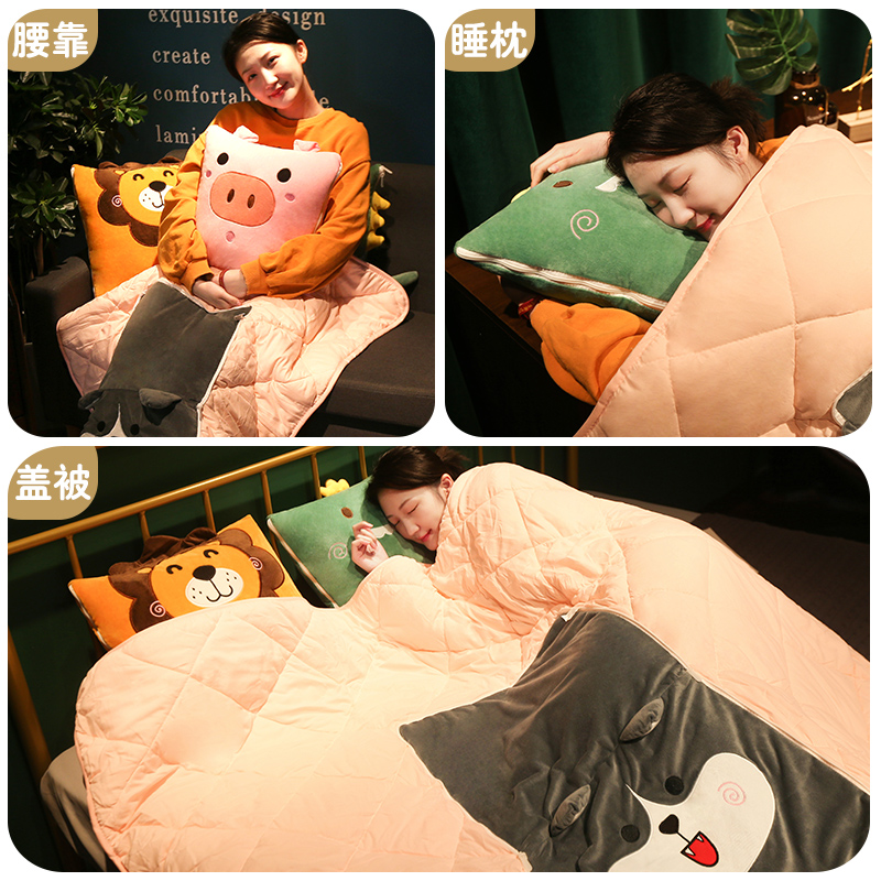 加厚抱枕被子两用办公室折叠枕头被二合一汽车靠枕车用四季通用