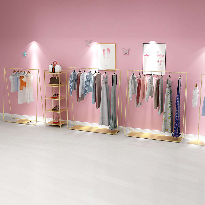 服装店展示架金色简约落地式童装货架网红女装店货架纳米金陈列架