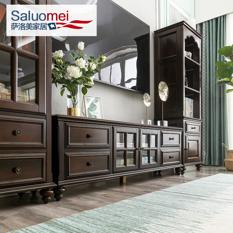 美式全实木电视柜茶几组合欧式简约小户型纯实木地柜复古客厅家具,住宅家具,电视柜,淘宝优惠券,粉丝福利购,淘宝优惠卷