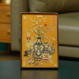 丰登报喜卧室玄关桌面摆台画王渊葫芦花瓶图中古风富贵工艺装饰画