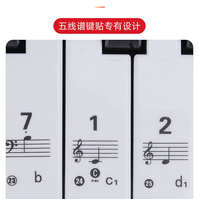 透明88键钢琴键盘贴37/49/54/61键电子琴琴键贴儿童成人五线简谱