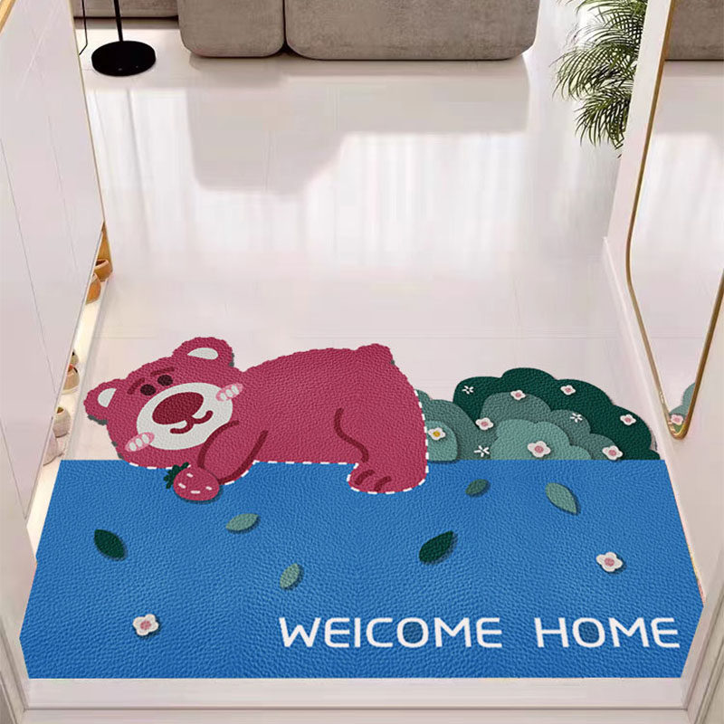 2023年新款卡通入户门地垫玄关进门家用脚垫PVC皮革可裁剪免洗