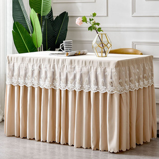 新款婚庆婚礼签到台甜品台自助餐网纱桌布生日派装饰台布蕾丝桌裙