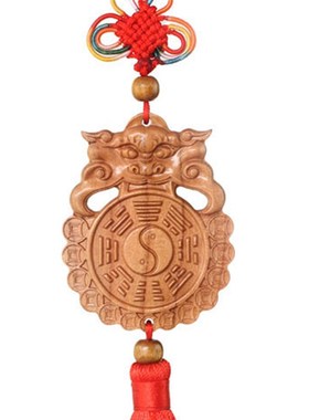 解决厕所问题】桃木兽头八卦镜葫芦挂件化卫生间厕所对门污口