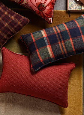 偏爱集美式抱枕轻奢高级感复古客厅沙发腰枕靠垫红色不含芯抱枕套