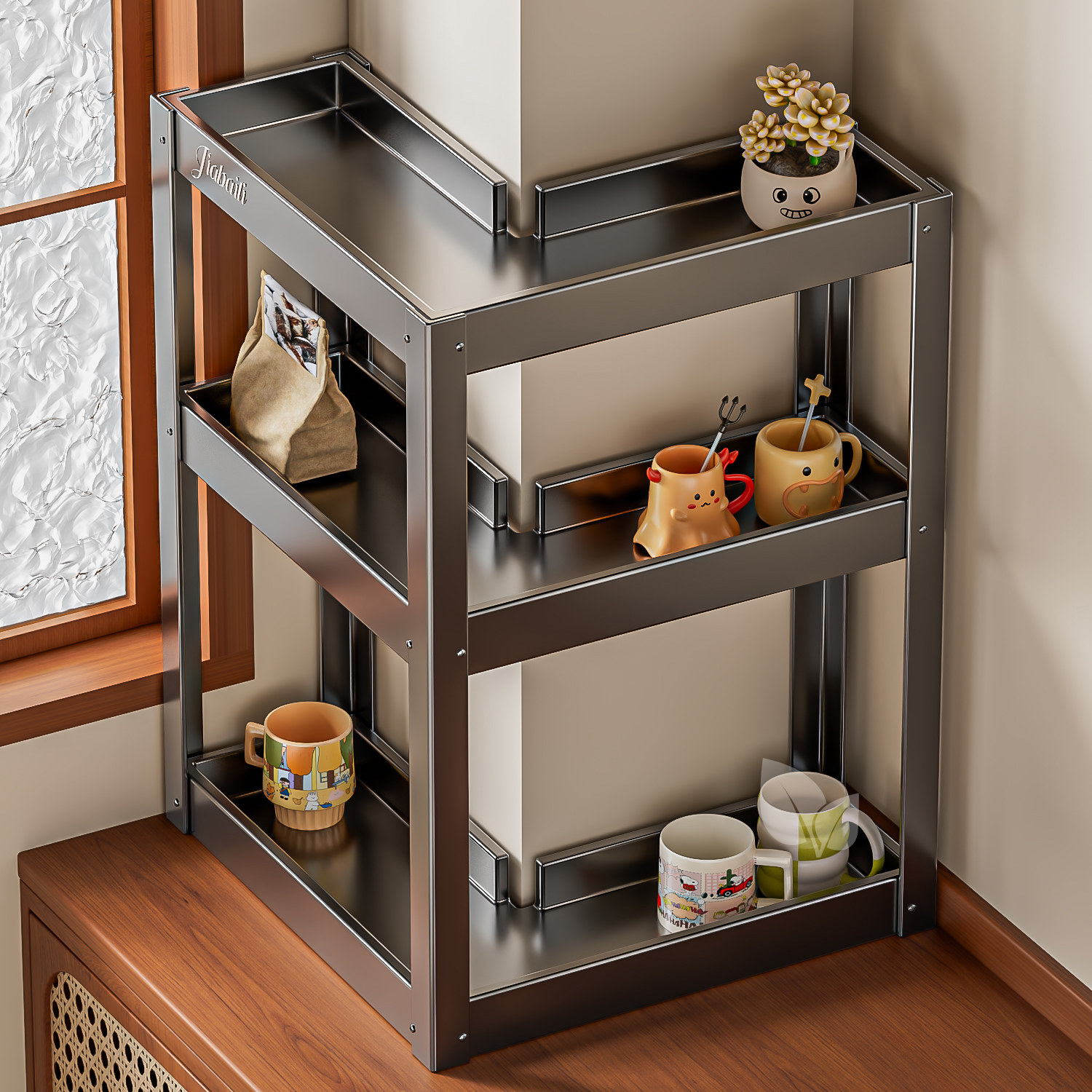 墙角调料品置物架转角架直角多功能调味料罐放油盐酱醋瓶筷子收纳