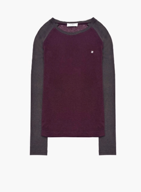 ETHOR25秋冬设计师品牌咖色红色插肩袖打底上衣长袖Rainbow集合店