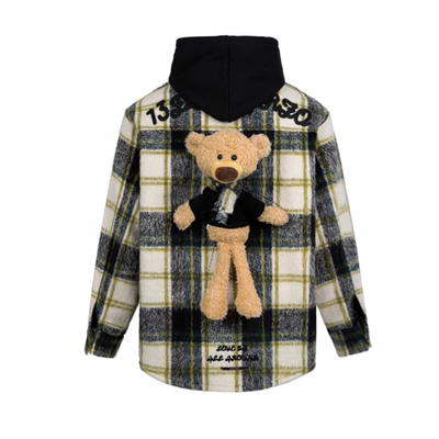 13DEMARZO25秋冬立体玩偶格纹衬衫拼接拉链帽衫卫衣Rainbow集合店