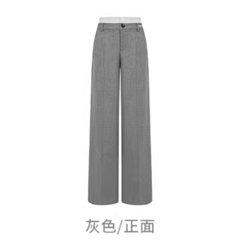 ANNANDELMAN灰色西装裤宽松直筒毛织拼接假两件西裤Rainbow集合店