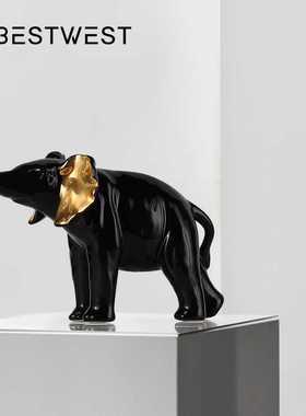 新款直销Best west 白色简约陶瓷大象动物摆件样板间设计师客厅桌