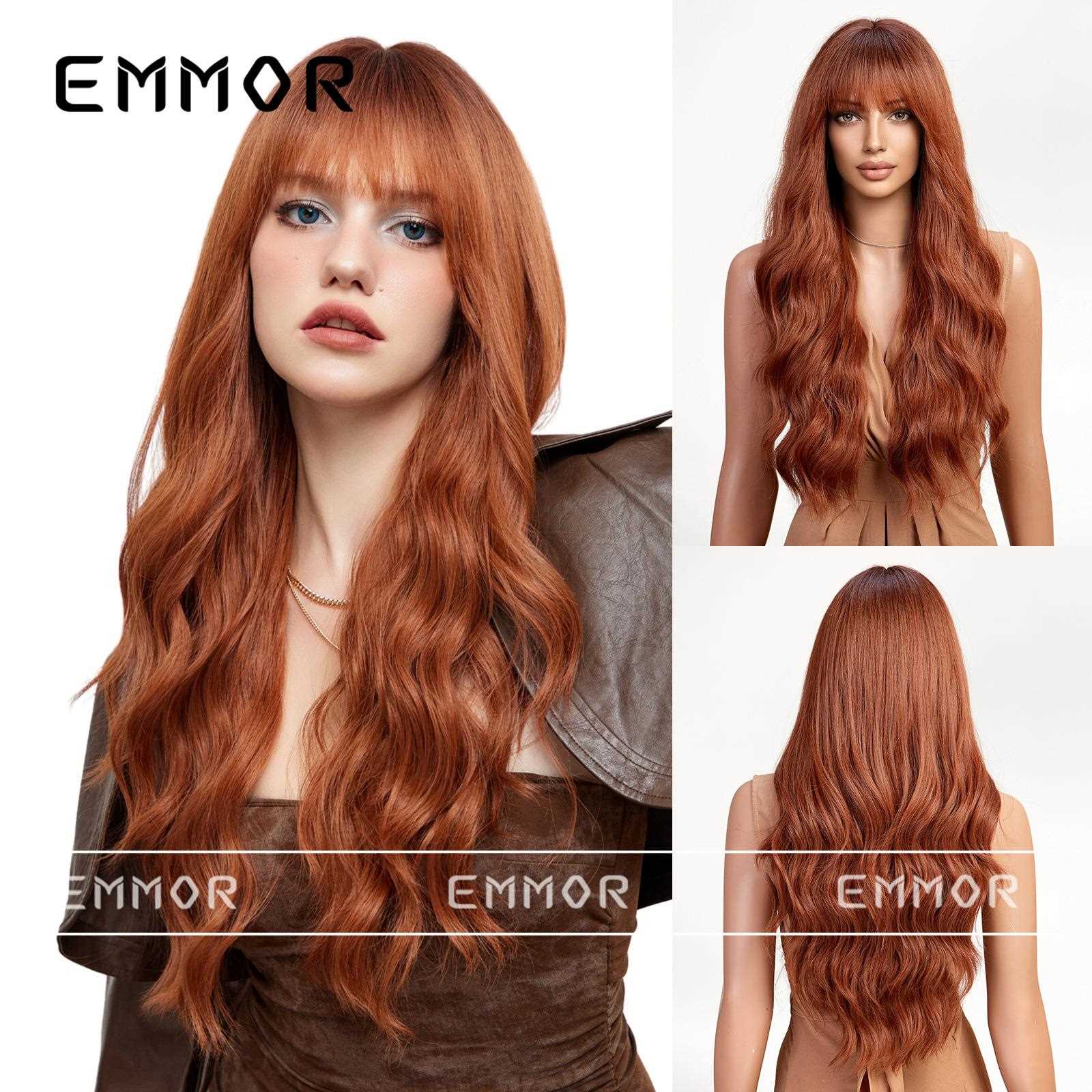 直销新款金棕挑染粉色漫画空气刘海波浪卷长发气质蓬松慵懒假发全