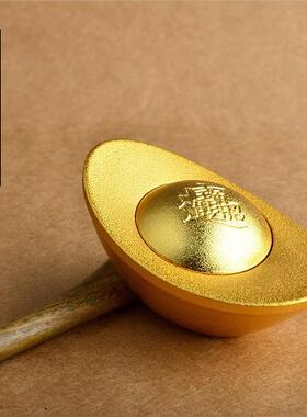 新款直销黄铜手把件仿金元宝办公室解压转转手把玩件金条桌面小摆