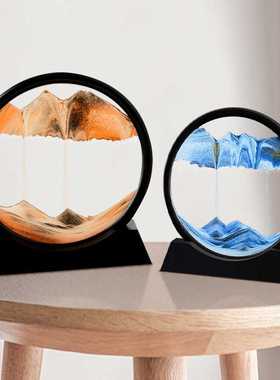 新款直销3d液体玻璃创意流沙画沙漏摆件新年生日礼物办公室解压装